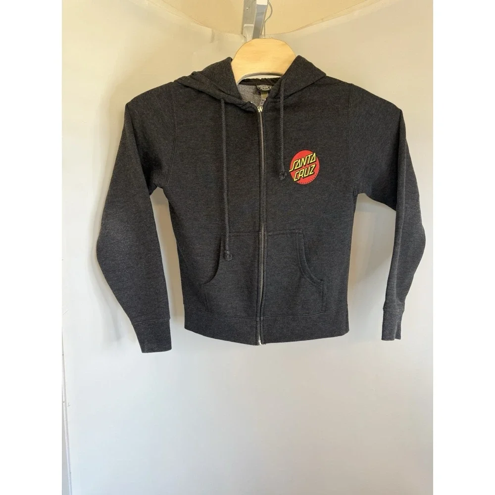 Santa Cruz Skateboards Dark Gray‎ Hoodie Full Zip Big Dot Size Youth XLarge EUC